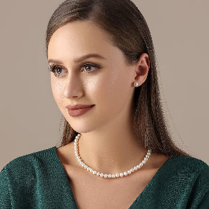Freshwater Cultured Pearl Necklace, Real Pearl Necklace with Silver Chain and Clasp, Jewelry for Christmas Brides Wedding Gifts for Women Her Wife Sister