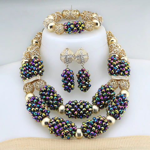 African Crystal Glass Jewelry Set Crystal Glass Jewelry Nigerian Jewelry Set Bridal Gift for Women Party Wedding
