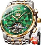 Mens Automatic Watches Gold Luxury Diamond Dress Self Winding Mechanical Skeleton Tourbillon Stainless Steel Wrist Watch