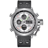 1Pc / Lot Men Genuine  Brand Designer Watches Students Fashion Leather Band Alarm Stopwatch Electronic Watch Montre Homme