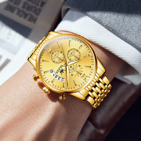 Men'S Watch Waterproof Luminous Wrist Watch Quartz Stainless Steel Watch for Men Pilot Top Brand Male Watches