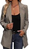 2025 Women'S Plaid  Blazer Jacket - Fully Lined Business Casual Office Suit with Pockets