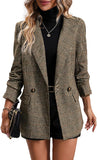 2025 Women'S Plaid  Blazer Jacket - Fully Lined Business Casual Office Suit with Pockets