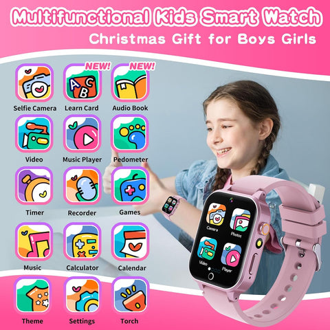 Exciting Kids Smart Watch for Girls Aged 5-12 - 39 Fun Games, HD Touch Screen, Video Camera, Music Player & More! Perfect Birthday Gift for Young Explorers!