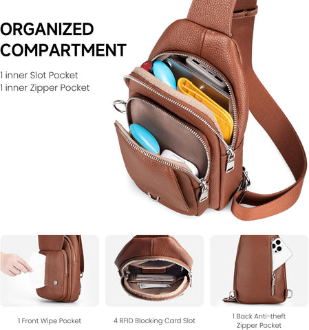 Stylish Anti-Theft Genuine Leather Crossbody Bag for Women - RFID Protected Sling Bag Perfect for Travel and Everyday Use