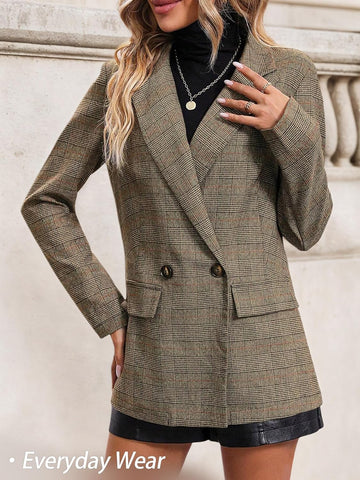 2025 Women'S Plaid  Blazer Jacket - Fully Lined Business Casual Office Suit with Pockets