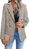 2025 Women'S Plaid  Blazer Jacket - Fully Lined Business Casual Office Suit with Pockets