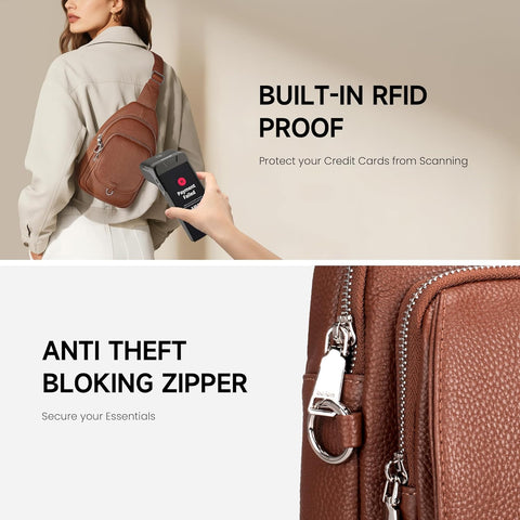 Stylish Anti-Theft Genuine Leather Crossbody Bag for Women - RFID Protected Sling Bag Perfect for Travel and Everyday Use