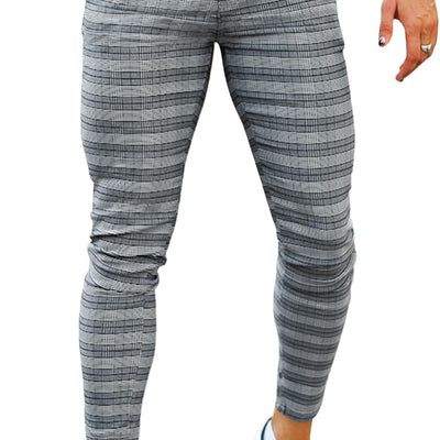 Mens Plaid Dress Pants Stretch Chino Pants Men Slim Fit