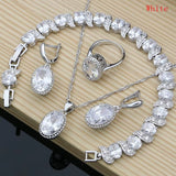 Silver 925 Bridal Jewelry Champagne Zircon Jewelry Sets for Women Earrings/Pendant/Necklace/Rings/Bracelet