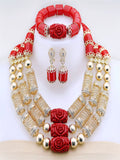 Orange African Resin Bead Necklace Jewelry Set Resin Jewelry Nigerian Jewelry Set Bridal Gift for Women Wedding