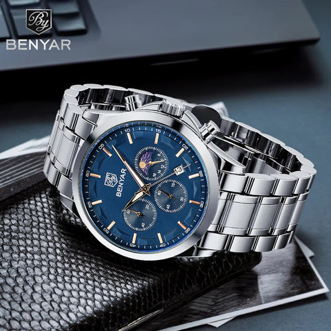 Men'S Luxury Business Watch Tough Stainless Steel Men'S Watch Sports Waterproof Watch Workplace Men'S Gift Wrist Watch