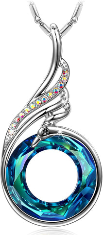 "Rise from the Ashes Phoenix Necklace Made with Crystals from Austria, 18"+2" Necklace, Packaged with Jewelry Box, Birthday Gift for Women, Symbol of Luck and Renewal