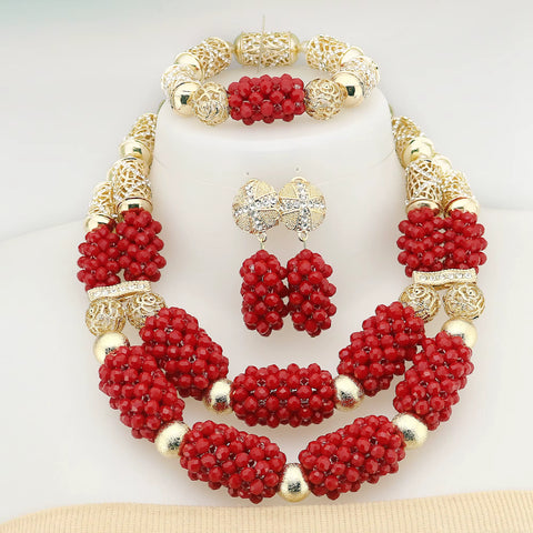 African Crystal Glass Jewelry Set Crystal Glass Jewelry Nigerian Jewelry Set Bridal Gift for Women Party Wedding