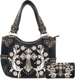 Stylish Western Cross Daisy Flower Concealed Carry Tote Handbag for Women