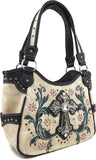 Stylish Western Cross Daisy Flower Concealed Carry Tote Handbag for Women