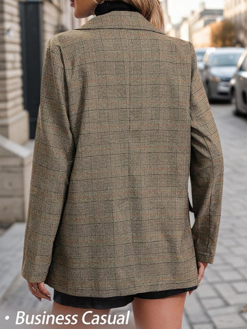 2025 Women'S Plaid  Blazer Jacket - Fully Lined Business Casual Office Suit with Pockets