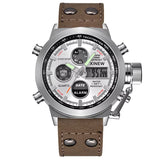 1Pc / Lot Men Genuine  Brand Designer Watches Students Fashion Leather Band Alarm Stopwatch Electronic Watch Montre Homme