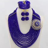 Perfect Red African Crystal Beads Jewelry Set Nigerian Beads African Lace Fabric Wedding Jewelry Set