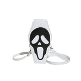 Halloween Coffin-Shape Shoulder Bag Gothic Ghost Spider Web Messenger Crossbody Bag Kids Personality Phone Bag for Women