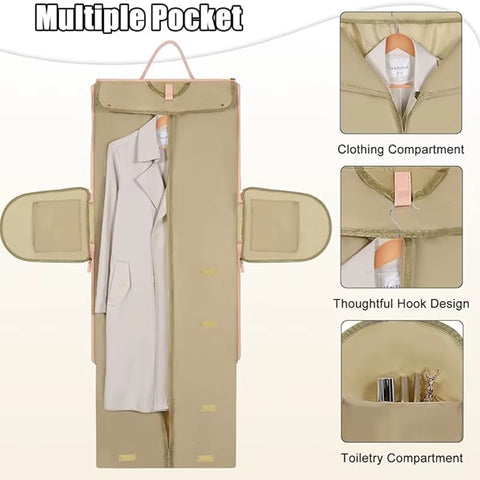 Buylor 2In1 Convertible Garment Bag Foldable Suit Storage Bag Large Capacity Travel Duffle Bag Waterproof Tote Fitness Gym Bag