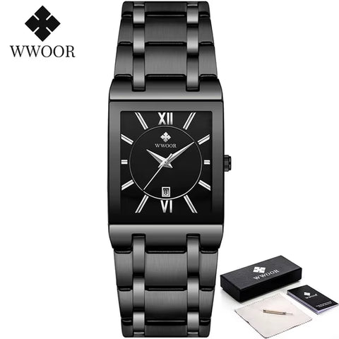 Brand Luxury Gold Bracelet Men'S Watches Fashion Square Quartz Wrist Watch for Men Stainless Steel Waterproof Reloj Hombre