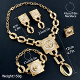 Jewelry Sets for Women 18K Gold Color African Jewellery Chain Necklace Bracelet Earrings Ring Wedding Party Lady Gift