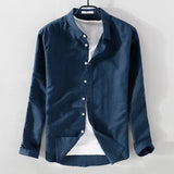 'S Brand Italy Stlye Long-Sleeved Linen Shirt Men Fashion Cotton Men Shirts Solid Coral Red Camisa Chemise