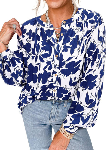 Women'S Floral Button down Blouse 2025 Fall Fashion Dressy Casual Long Sleeve Oversized Shirts Top Boho Clothes