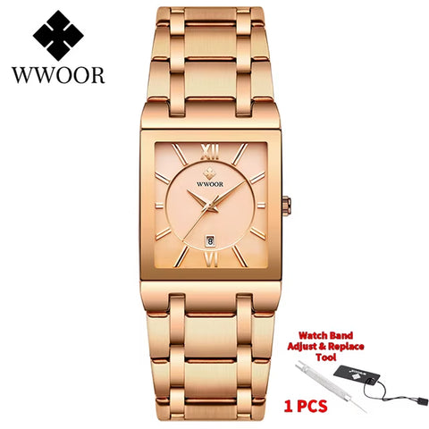 Brand Luxury Gold Bracelet Men'S Watches Fashion Square Quartz Wrist Watch for Men Stainless Steel Waterproof Reloj Hombre