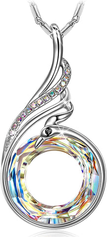 "Rise from the Ashes Phoenix Necklace Made with Crystals from Austria, 18"+2" Necklace, Packaged with Jewelry Box, Birthday Gift for Women, Symbol of Luck and Renewal