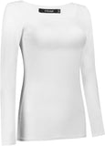 Women'S Long Sleeve T-Shirt Scoop Neck Basic Layer Stretchy Shirts