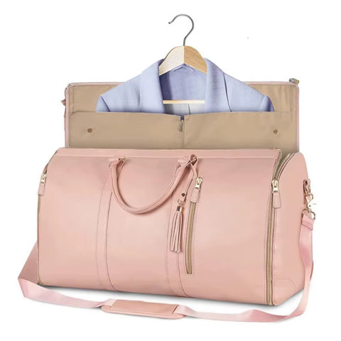 Buylor 2In1 Convertible Garment Bag Foldable Suit Storage Bag Large Capacity Travel Duffle Bag Waterproof Tote Fitness Gym Bag