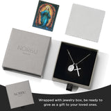 925 Sterling Silver Cross Necklace for Women with Miraculous Medal, 18K Gold Plated Virgin Mary Necklace, Double Pendant Mother Mary Necklaces Christian Jewelry Religious Gift for Her