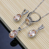 Silver 925 Bridal Jewelry Champagne Zircon Jewelry Sets for Women Earrings/Pendant/Necklace/Rings/Bracelet