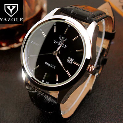 Top Brand YAZOLE Watch Men Watch Auto Date Luxury Men'S Watch Men Leather Strap Business Watches Male Clock Reloj Hombre