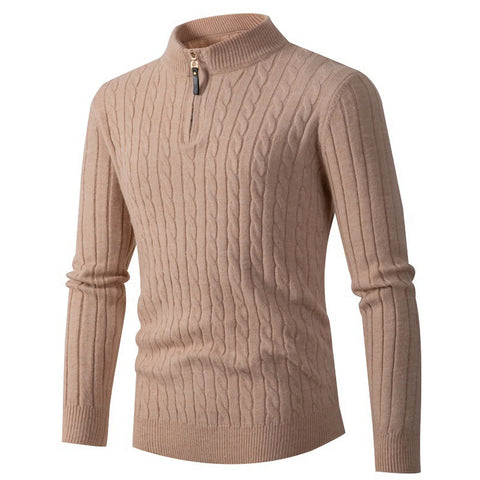 Sweaters for Men Cable Knit Crew Neck Top Long Sleeve Dressy Casual Fall and Winter Quarter Zip Pullover Sweater