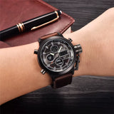 1Pc / Lot Men Genuine  Brand Designer Watches Students Fashion Leather Band Alarm Stopwatch Electronic Watch Montre Homme