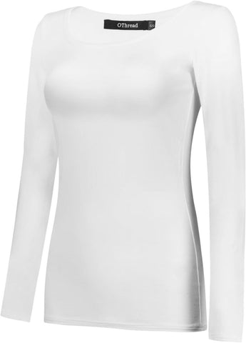 Women'S Long Sleeve T-Shirt Scoop Neck Basic Layer Stretchy Shirts