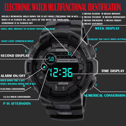 Kids Digital Watches Life Waterproof Electronic Watch for Children Multi-Function Luminous Sports Wrist Watch for Boys