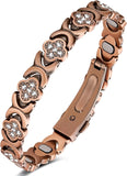 Pure Copper Bracelets for Women, Ultra Strength Magnetic Therapy Bracelet for Pain Relief with Neodymium Magnets & Sparkling Cubic Zirconia, Adjustable, Infinite Clover Jewelry
