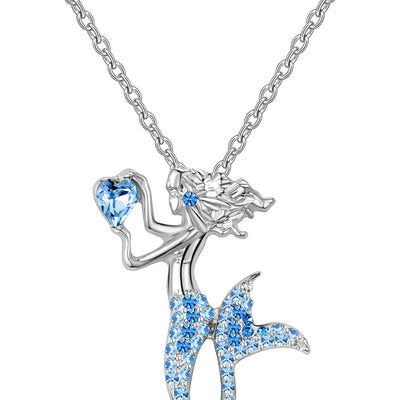 Little Mermaid Necklaces for Girls,Unicorn Birthstone Pendant Jewelry Gifts Set for Women Teens