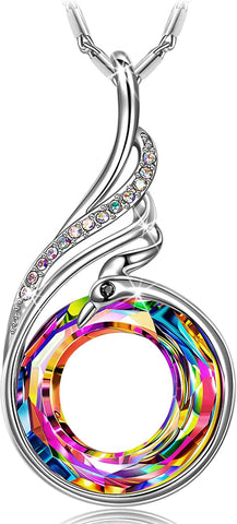 "Rise from the Ashes Phoenix Necklace Made with Crystals from Austria, 18"+2" Necklace, Packaged with Jewelry Box, Birthday Gift for Women, Symbol of Luck and Renewal