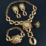 Jewelry Sets for Women 18K Gold Color African Jewellery Chain Necklace Bracelet Earrings Ring Wedding Party Lady Gift