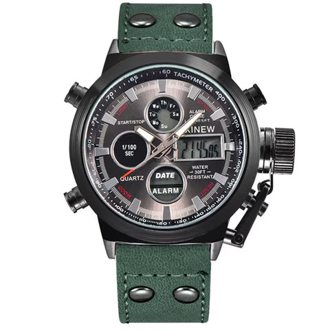 1Pc / Lot Men Genuine  Brand Designer Watches Students Fashion Leather Band Alarm Stopwatch Electronic Watch Montre Homme