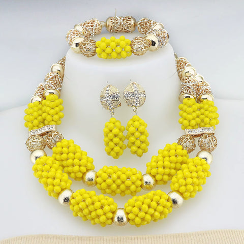 African Crystal Glass Jewelry Set Crystal Glass Jewelry Nigerian Jewelry Set Bridal Gift for Women Party Wedding