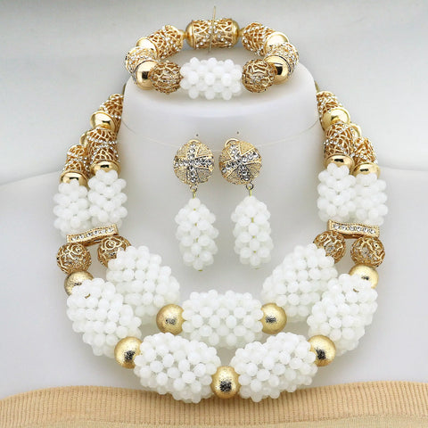 African Crystal Glass Jewelry Set Crystal Glass Jewelry Nigerian Jewelry Set Bridal Gift for Women Party Wedding