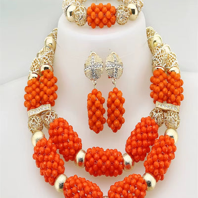 African Crystal Glass Jewelry Set Crystal Glass Jewelry Nigerian Jewelry Set Bridal Gift for Women Party Wedding