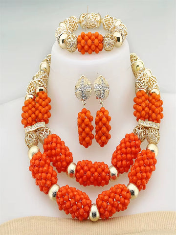 African Crystal Glass Jewelry Set Crystal Glass Jewelry Nigerian Jewelry Set Bridal Gift for Women Party Wedding