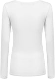 Women'S Long Sleeve T-Shirt Scoop Neck Basic Layer Stretchy Shirts